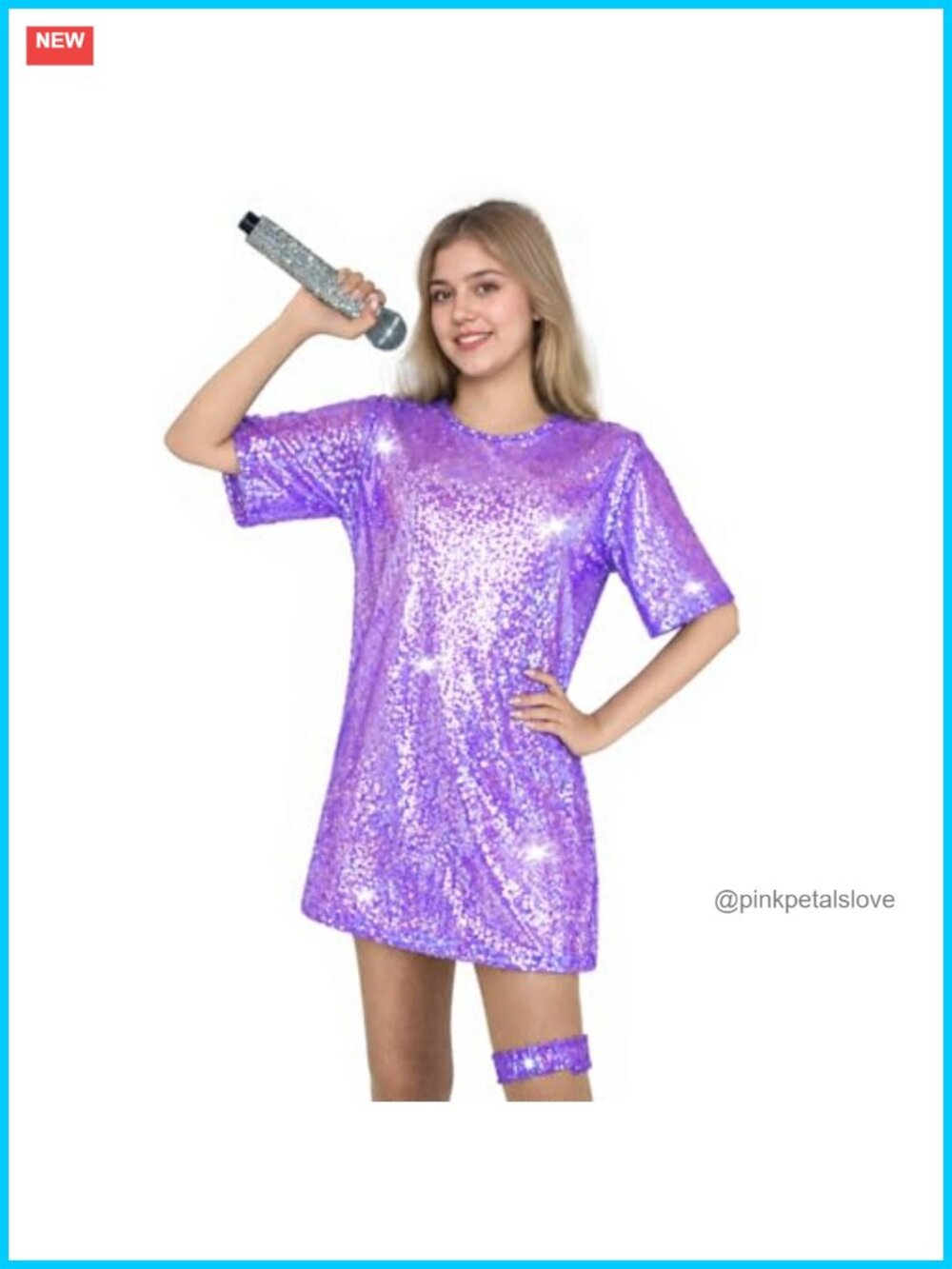Sparkly Sequin Mini Dress Half Sleeve Round Neck Backless Shift Tunic